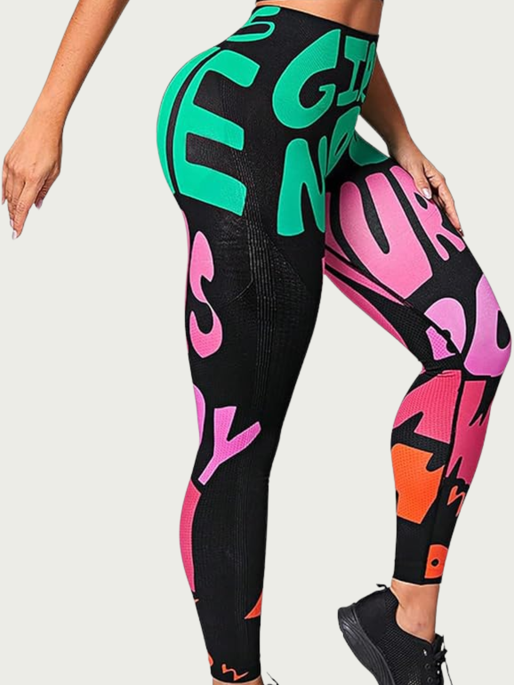 JBT Women’s Printed Letters High-Waisted Leggings