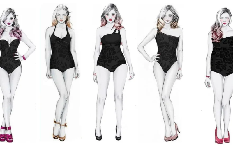 Emakumezkoen bost gorputz-silueta tipiko erakusten dituen diagrama (sagarra, udarea, erloju-harea, triangelu alderantzikatua eta laukizuzena) jantziak aukeratzeko eta moda-estilismoari buruzko aholkuak emateko.