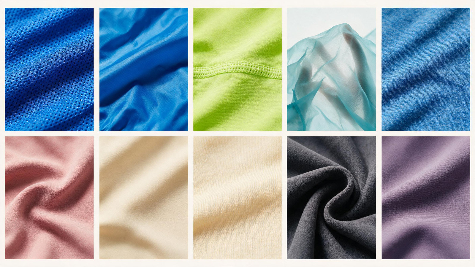 Running vs Yoga fabric comparison — compression, hand feel, seam, weight, fiber matrix